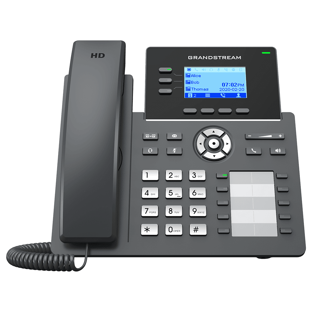Grandstream Grandstream GRP2604 - 3-line IP phone with 2.48" color LCD, dual GbE, and HD audio.